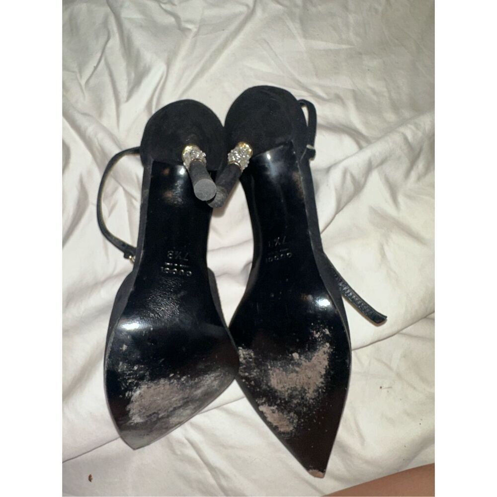 Diamonds on heel Gucci pumps vintage size 7.5 women’s black suede - Picture 5 of 12